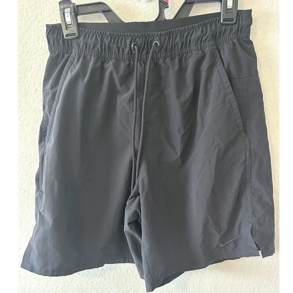 Nike Mens Black Athletic Training Shorts Elastic Waist Drawstring 7
